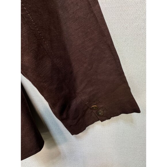 Larry Levine Women's Linen Blazer Size 20W Brown Two Button Belted Stretch - Picture 13 of 13